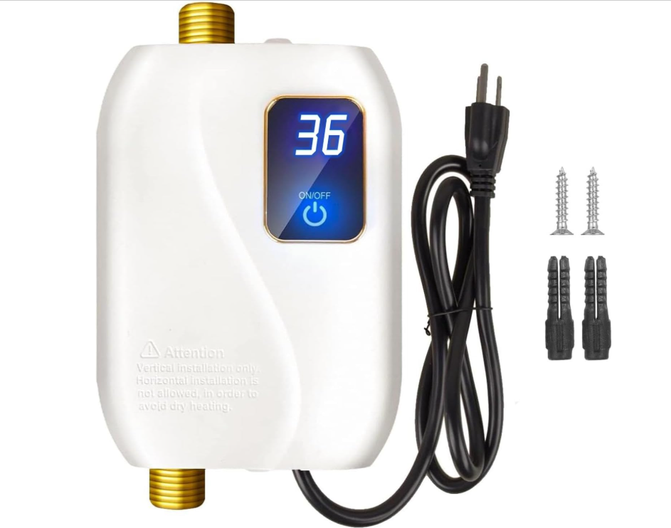 Calentador de agua eléctrico sin tanque, 110V, 3000W, calentador de agua eléctrico instantáneo con pantalla digital, apto para baños.