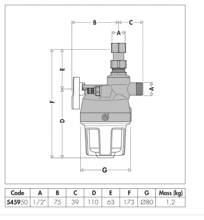 Filtro dosificador anti-cal debajo de la caldera Caleffi 545950 - 1/2" - Imagen 4